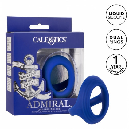 Inel Penis Dual Ring cu Suport pentru Testicule Albastru