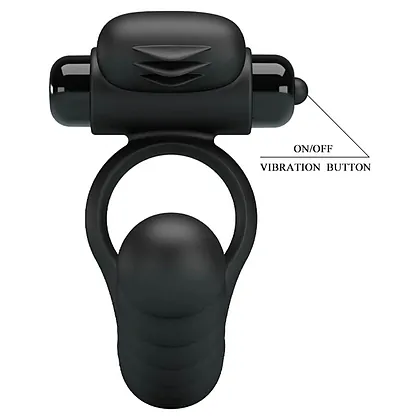 Inel Penis pentru Dublă Stimulare Hercules Negru