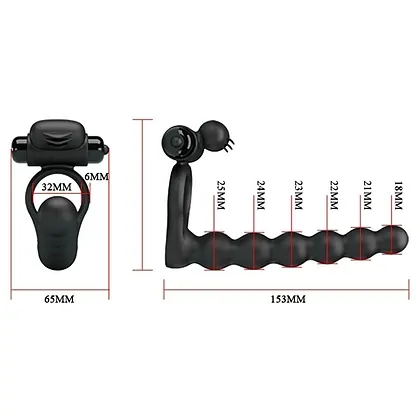 Inel Penis pentru Dublă Stimulare Hercules Negru