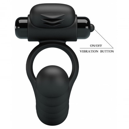 Inel Penis pentru Dublă Stimulare Hercules Negru