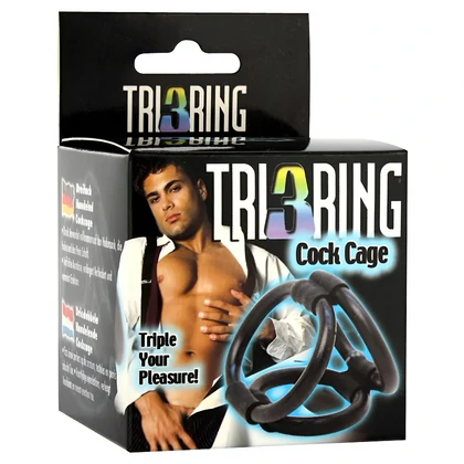 Inel Pentru Penis Tri3Ring Penis Cage Negru