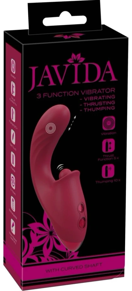 JAVIDA 3 Funcții — Vibrator cu împingere, 10 Moduri Roșu