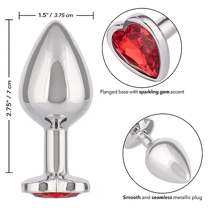Jewel Large Ruby Heart Plug Rosu