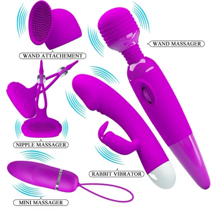 Kit Purple Desire 4 Piese Vibratoare Pentru Stimulare Variată Mov