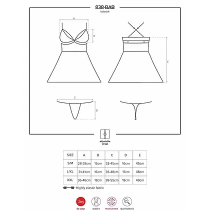 Lenjerie Babydoll Obsessive 838-BAB Roșu 2XL