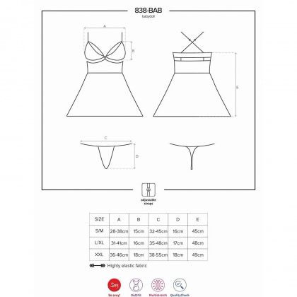Lenjerie Babydoll Obsessive 838-BAB Roșu L-XL