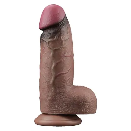 Lovetoy Dildo 25cm Silicon Dublu Strat cu Ventuză Maro