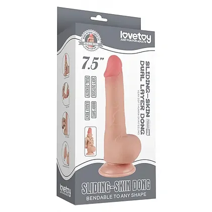 LoveToy Dildo Piele Mobilă 19cm cu Ventuză