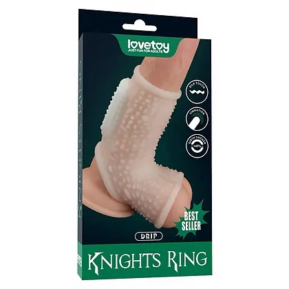 Lovetoy Knights Ring – Inel Vibrant cu Manșon TPE +45% Alb