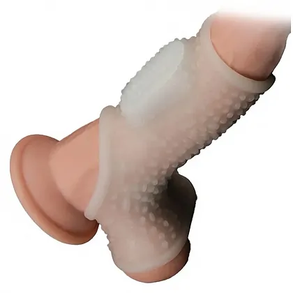 Lovetoy Knights Ring – Inel Vibrant cu Manșon TPE +45% Alb