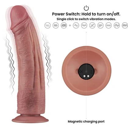 LoveToy Power 26,5 cm Vibrator Dual Density 10 Funcții