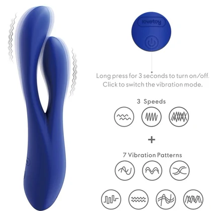 Lovetoy Pulse – Vibrator Reîncărcabil, 3 Intensități, 7 Moduri Albastru