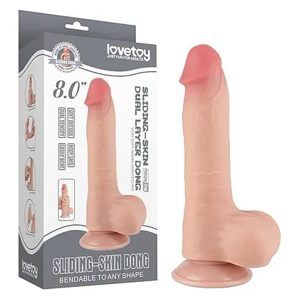 LoveToy Sliding Skin Dildo 20 cm Realist Nude