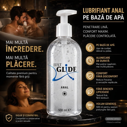 Lubrifiant Anal Just Glide pe Bază de Apă 500 ml