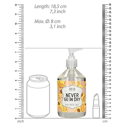 Lubrifiant Anal pe Bază de Apă Never Go In Dry 500 ml