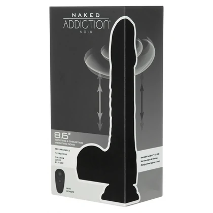 Naked Addiction 23 cm, Vibrator Rotativ și De împingere Negru