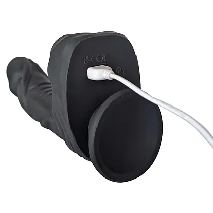 Naked Addiction 23 cm, Vibrator Rotativ și De împingere Negru