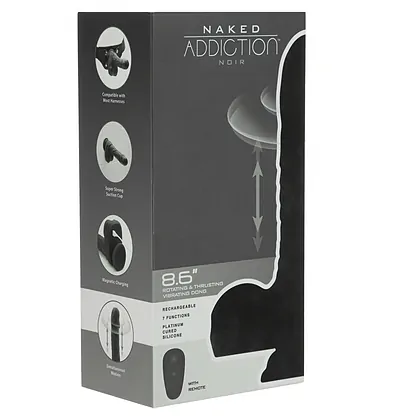 Naked Addiction 23 cm, Vibrator Rotativ și De împingere Negru