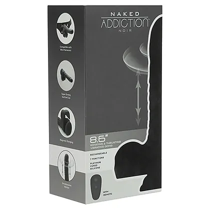 Naked Addiction 23 cm, Vibrator Rotativ și De împingere Negru