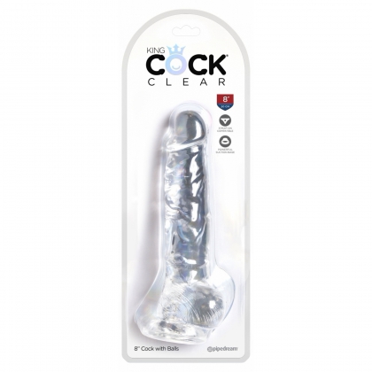 King Penis Clear Dildo Transparent Realistic Cu Testicule