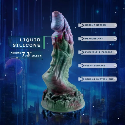 NMC Dildo 18,5 cm Din silicon Lichid, cupă De Aspirație Multicolor