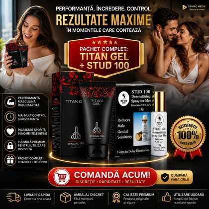 Pachet Cremă Mărirea Penisului Titan Gel Original + Spray Stud 100 Original