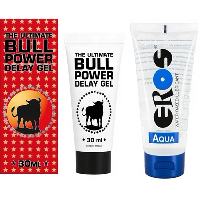 Pachet Lubrifiant Eros Aqua 200ml + Gel Ejaculare Prematură Bull Power Delay 30ml