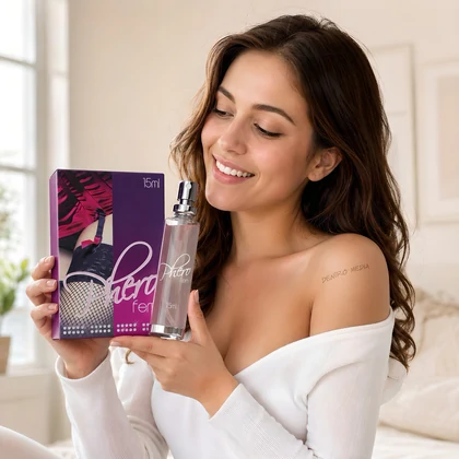 Pachet Parfum Feromoni PheroFem 15ml + Cătușe Obsessive Roseberry Mov Roz