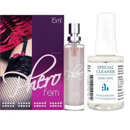 Pachet Parfum Feromoni PheroFem 15ml + Special Cleaner Love Toys 50ml