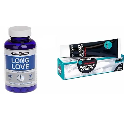 Pachet Pastile Ejaculare Precoce Long Love 90buc + Penis Marathon Long Power Creme 30ml