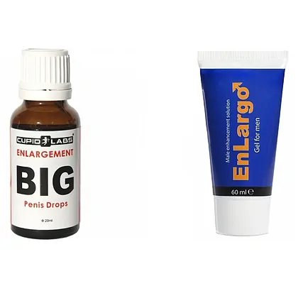 Pachet Picături Big Penis Drops 20ml + Cremă Mărirea Penisului Enlargo 100ml