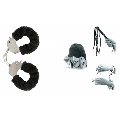 Pachet Set Limited Edition Lovers Fantasy Negru + Cătușe Furry Fun Cuffs Negru