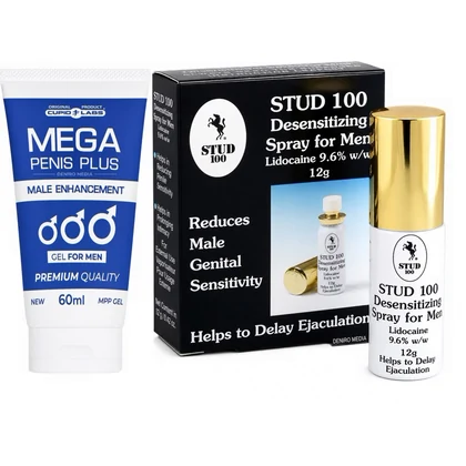 Pachet Spray Stud 100 Original Și Gel Mărire Penis Mega Penis Plus 65ml