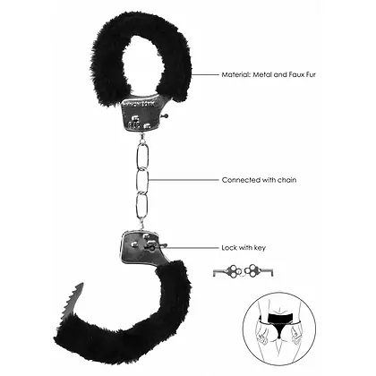 Pleasure Handcuffs Furry Negru