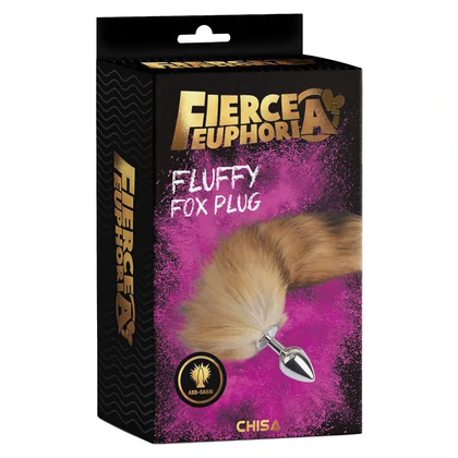 Plug Anal Aluminiu cu Coadă Blăniță 43 cm Fluffy Fox Argintiu