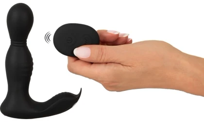 Plug Anal RC 2 Funcții, Rotativ și Vibrant Negru