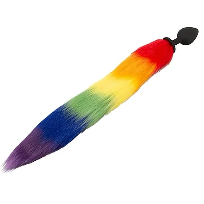 Plug Anal You2Toys cu Coadă Pufoasă Rainbow 42 cm Negru