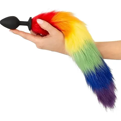 Plug Anal You2Toys cu Coadă Pufoasă Rainbow 42 cm