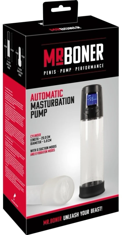 Pompa Pentru Penis Mister B. 6 Trepte, 8 Moduri, Reîncărcabilă Transparent