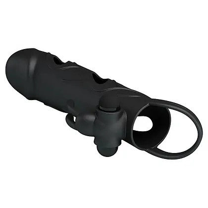 Prelungitor Pretty Love Penis Sleeve With Ball Strap Negru