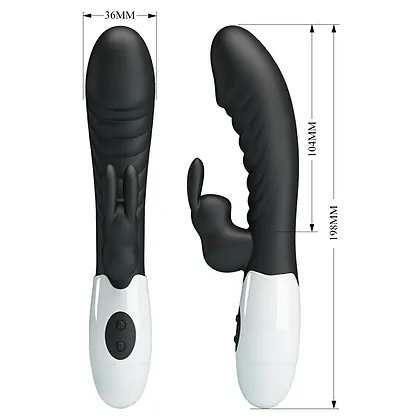 Pretty Love Naughty Bunny – Dublu Stimulator, 30 Moduri Negru