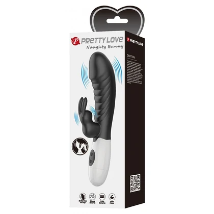 Pretty Love Naughty Bunny – Dublu Stimulator, 30 Moduri Negru