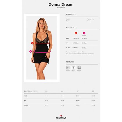 Babydoll Obsessive Donna Dream Negru XS-S