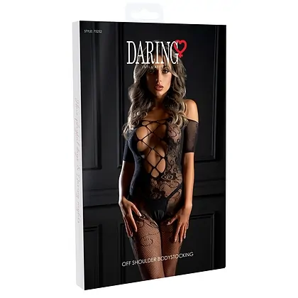 Catsuit Daring Intimates Off the Shoulder Negru S-L