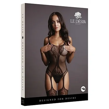 Catsuit Le Désir Fishnet and Lace Negru S-L