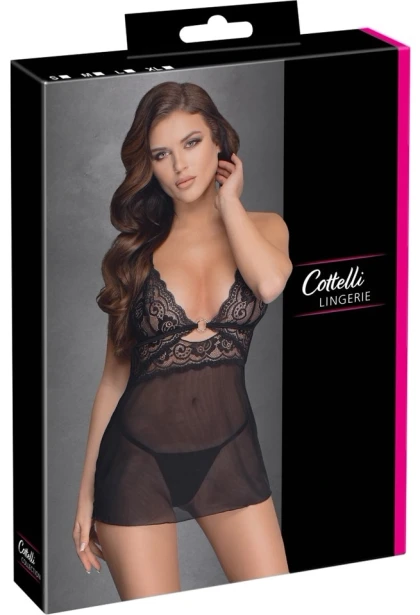Chemise Cottelli Collection Transparent Fun Negru S