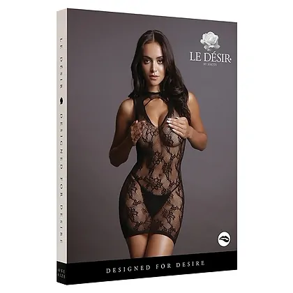 Chemise Le Désir High Neck Lace Mini Dress Negru S-L