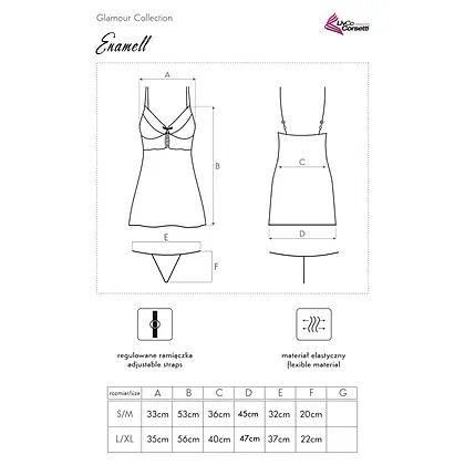 Chemise LivCo Enamell Glamour Collection Negru L-XL