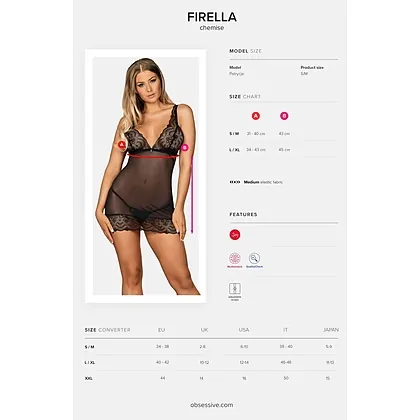 Chemise Obsessive Firella Negru S-M