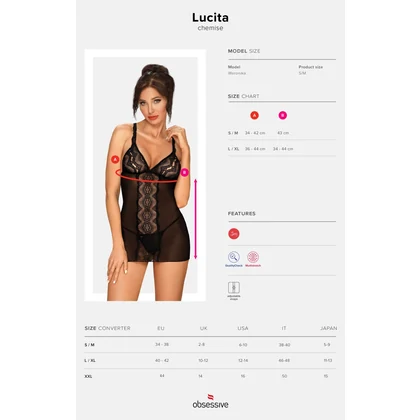 Chemise Obsessive Lucita Negru S-M